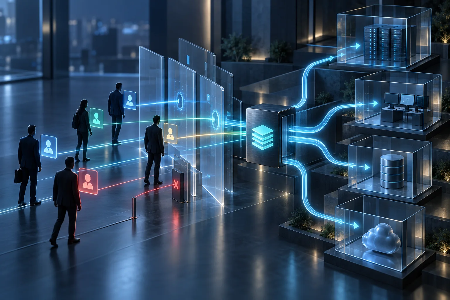 Gateway digitale che separa identità ruoli e risorse protette